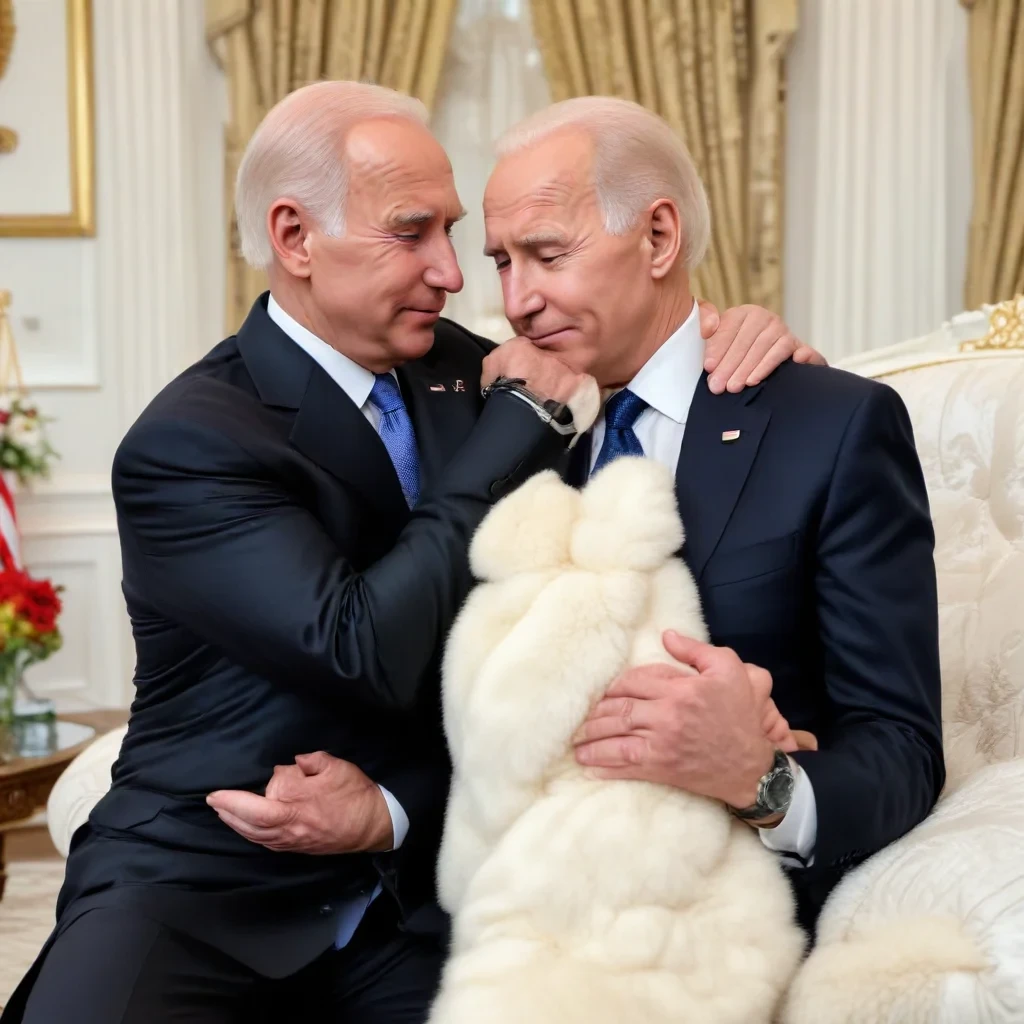 President Putin of Russia and President Joe Biden of the United States are posing in cozy poses, but they look very intimate, like lovers