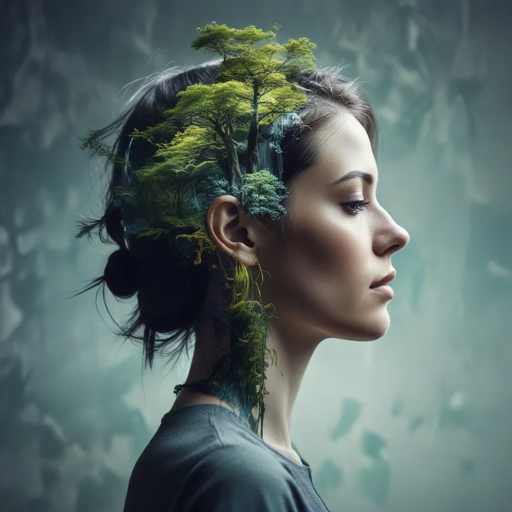 [abstract style waterfalls, wildlife] inside the silhouette of a [woman]’s head that is a double exposure photograph . non representational, colors and shapes, expression of feelings, imaginative, highly detailed hyperrealistic, full body, detailed clothing, highly detailed, cinematic lighting, stunningly beautiful, intricate, sharp focus, f/1. 8, 85mm, (centered image composition), (professionally color graded), ((bright soft diffused light)), volumetric fog, trending on instagram, trending on tumblr, HDR 4K, 8K