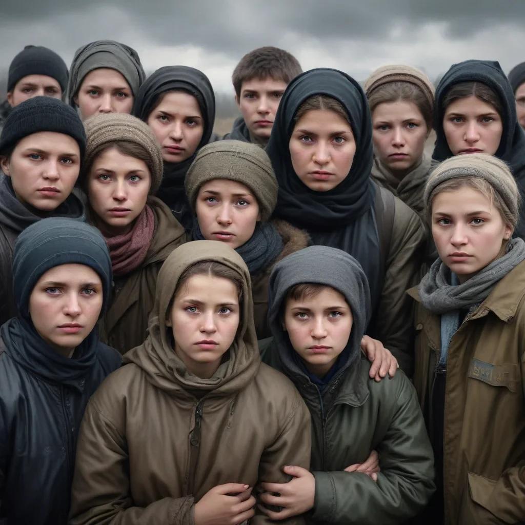prompt: create a hyper realistic image capturing the theme of ukrainian refugees' future plans and the challenges of integration they face in european host countries. the scene should depict a diverse group of refugees, each expressing a range of emotions from longing for security to uncertainty about their future. show a mixture of individuals contemplating staying or returning, with subtle cues of their inner struggles and hopes. incorporate symbols of security and stability, such as shelter,