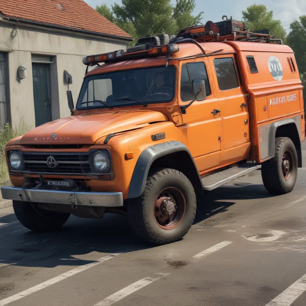 photorealistic, highly detailed image, auto rescuer