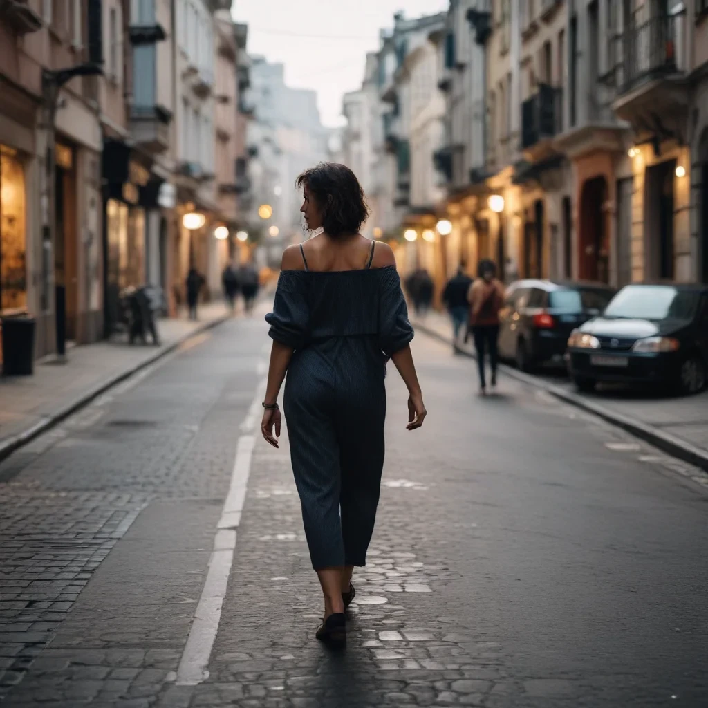 A woman walks in the streets