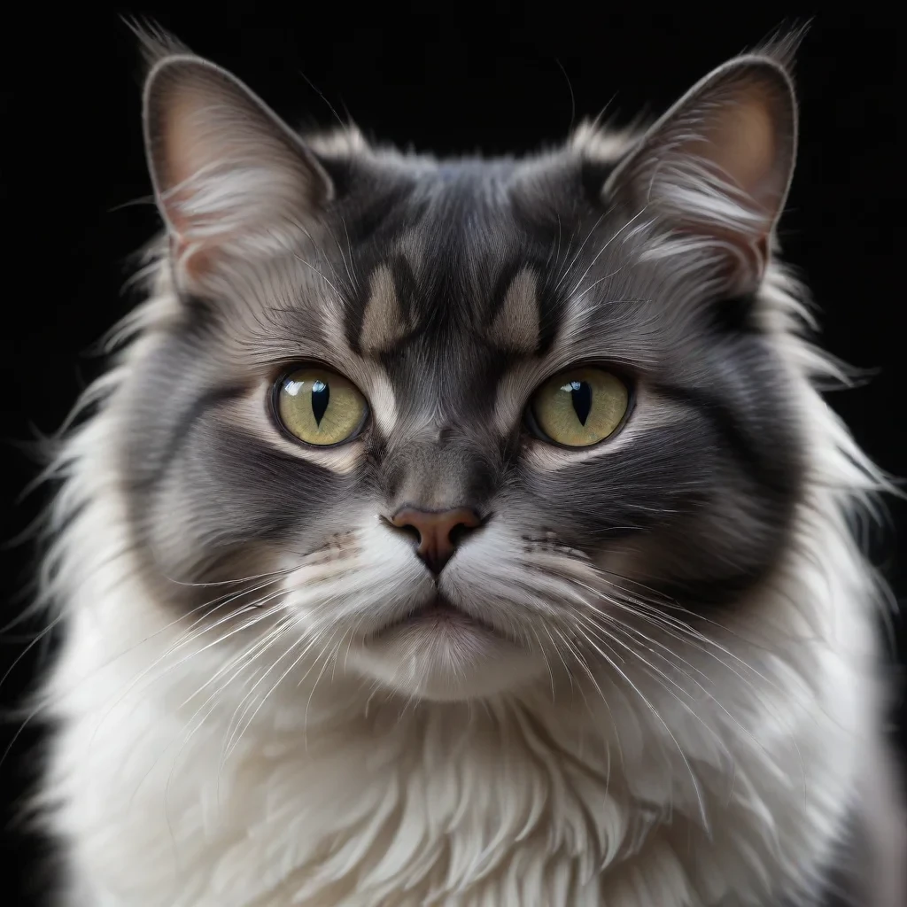 a fully transparent cat with mesmerizing, beautifully detailed eyes running towards the viewer, fluffy fur composed of swirling smoke set against a deep black background., the cat features intricate smoky textures and delicate white lines that accentuate its ethereal form, creating a sense of movement and fluidity. Subtle variations in opacity and shades of gray enhance the otherworldly effect, while the dynamic composition draws the viewer's gaze toward the cat's captivating expression.