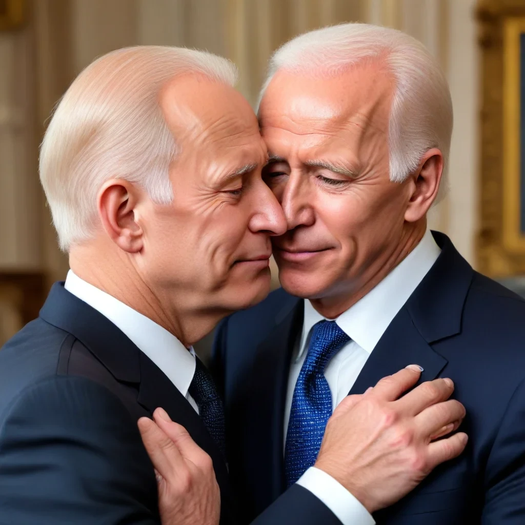 President Putin of Russia and President Joe Biden of the United States are posing in cozy poses, but they look very intimate, like lovers