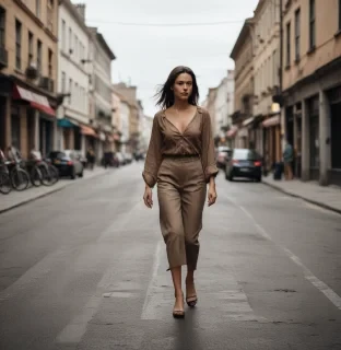 A woman walks in the streets