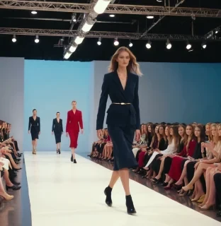 Fashion show at runway. Slow motion