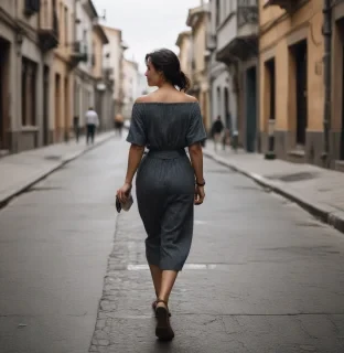 A woman walks in the streets