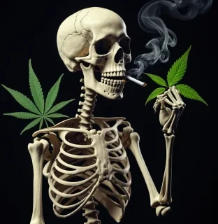 Skeleton smoking marijuana