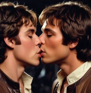 han solo kissing luke skywalker on the lips